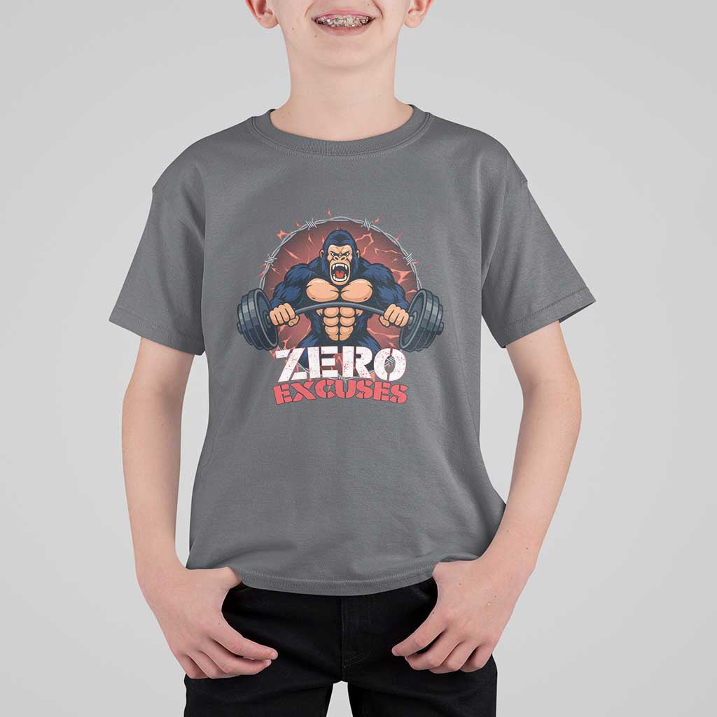 Zero Excuses T Shirt For Kid Gorilla Fitness Lover Gift - Wonder Print Shop