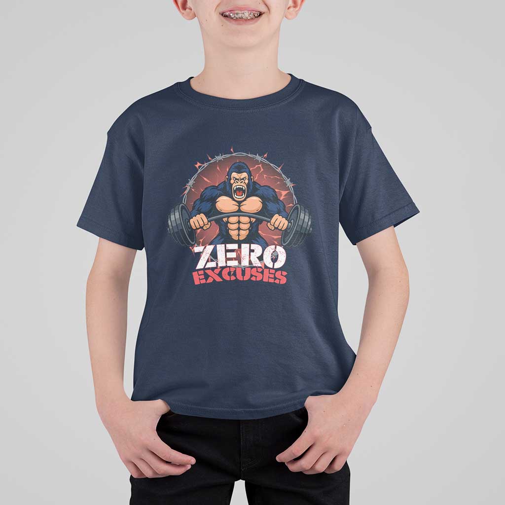 Zero Excuses T Shirt For Kid Gorilla Fitness Lover Gift - Wonder Print Shop