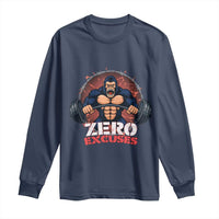Zero Excuses Long Sleeve Shirt Gorilla Fitness Lover Gift - Wonder Print Shop