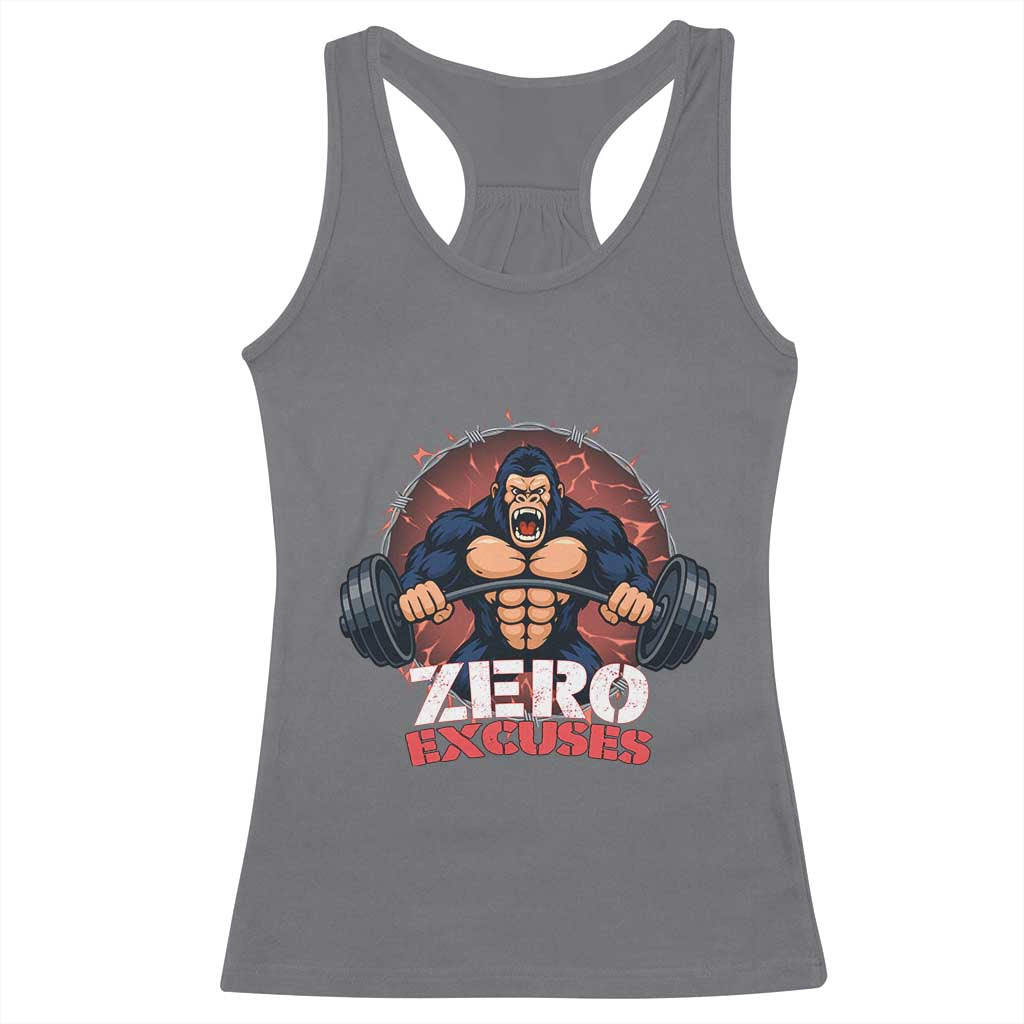 Zero Excuses Racerback Tank Top Gorilla Fitness Lover Gift - Wonder Print Shop