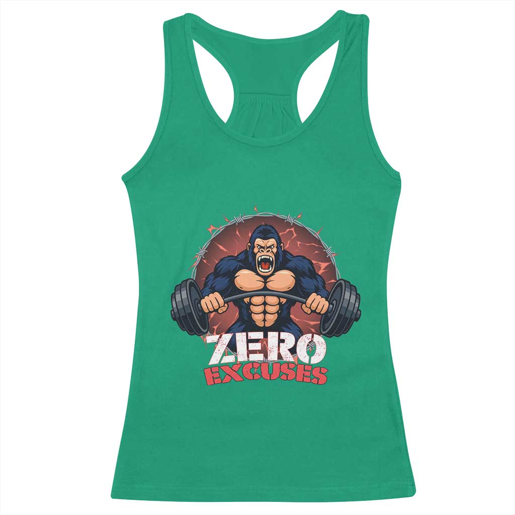 Zero Excuses Racerback Tank Top Gorilla Fitness Lover Gift - Wonder Print Shop