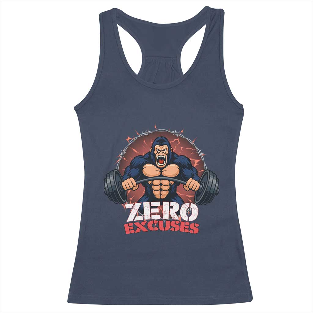 Zero Excuses Racerback Tank Top Gorilla Fitness Lover Gift - Wonder Print Shop