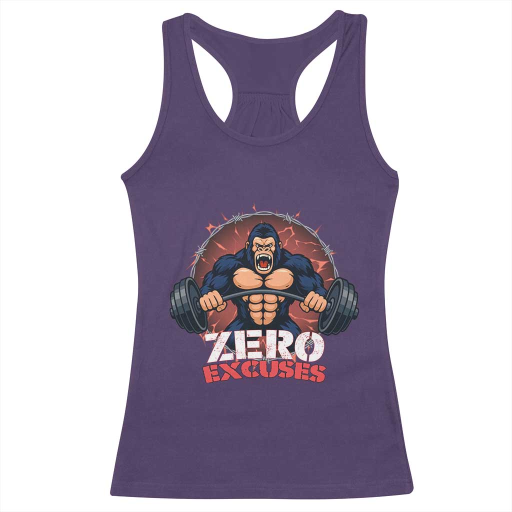 Zero Excuses Racerback Tank Top Gorilla Fitness Lover Gift - Wonder Print Shop