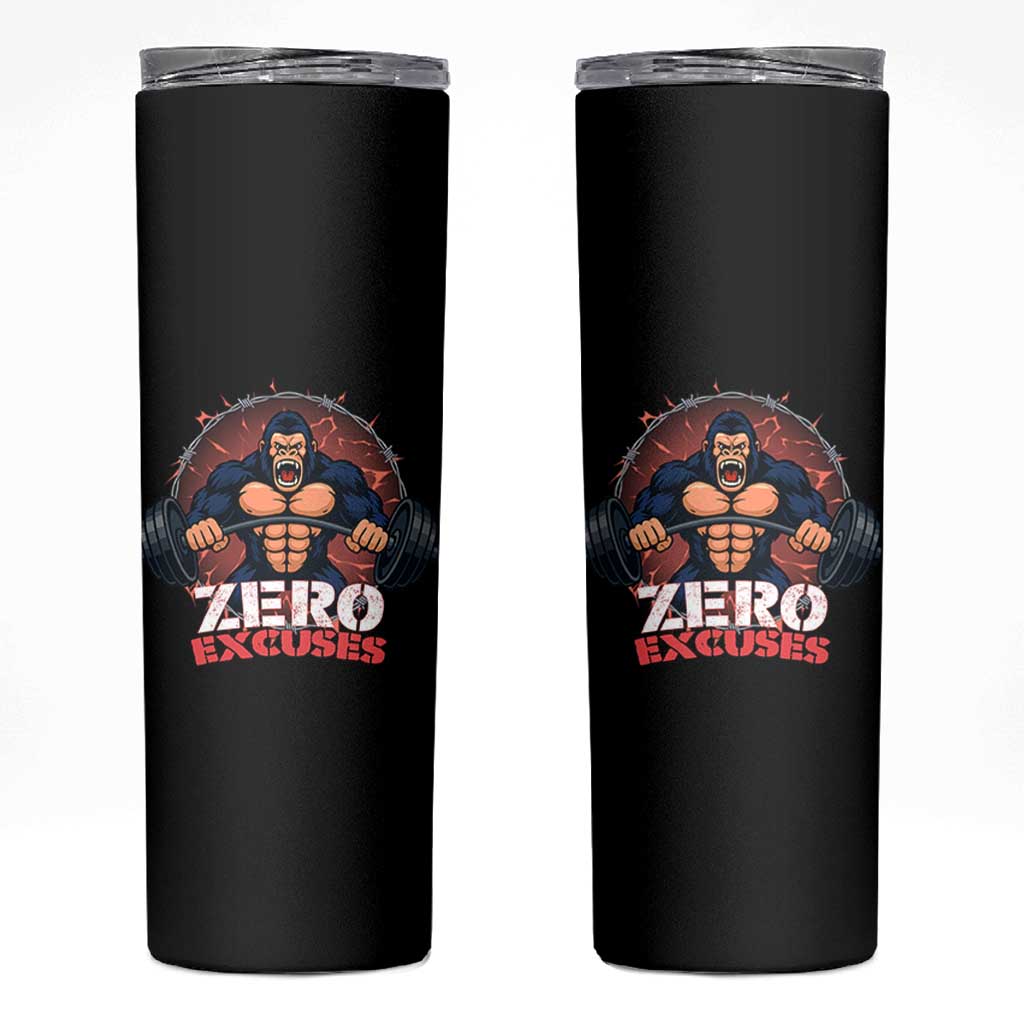 Zero Excuses Skinny Tumbler Gorilla Fitness Lover Gift