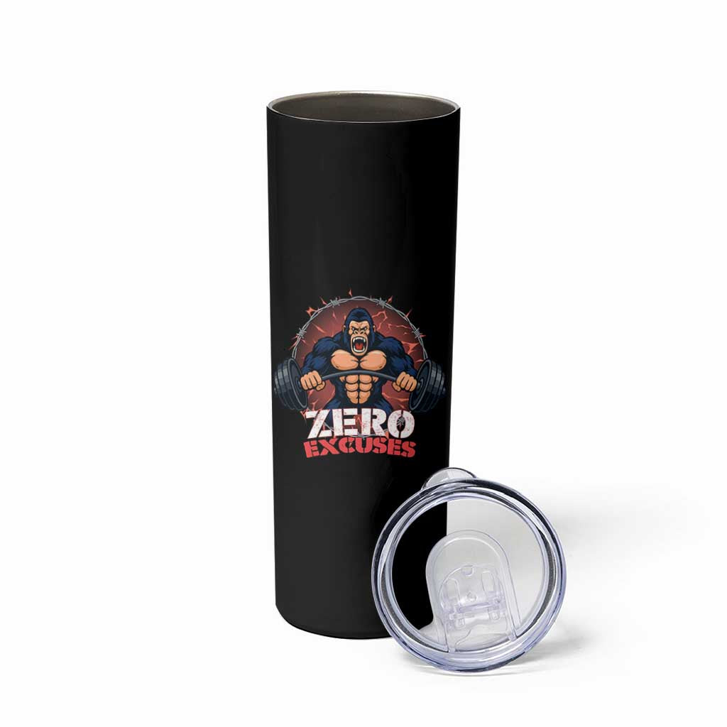 Zero Excuses Skinny Tumbler Gorilla Fitness Lover Gift