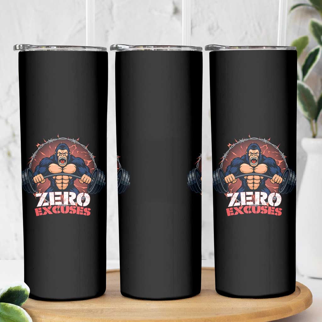 Zero Excuses Skinny Tumbler Gorilla Fitness Lover Gift