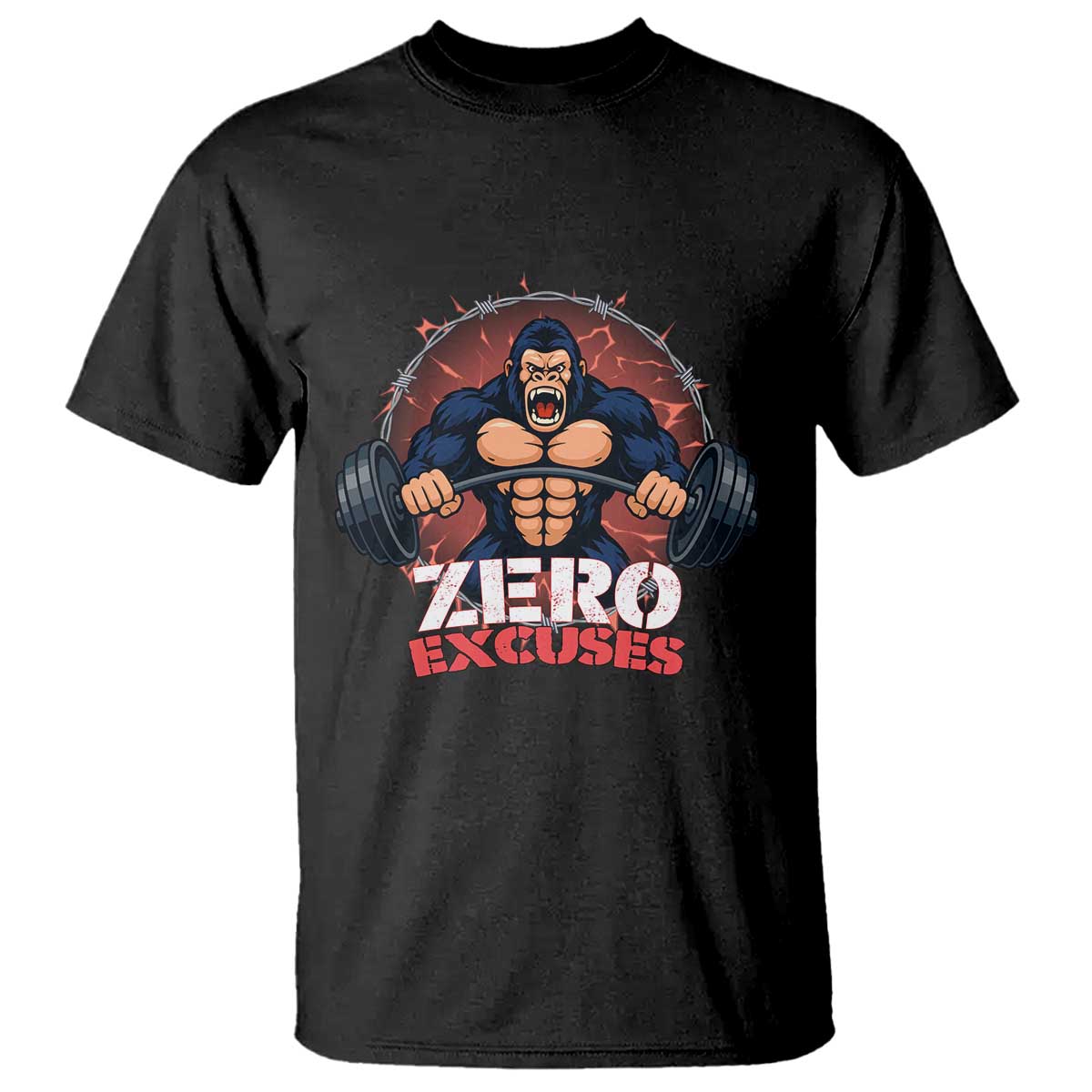 Zero Excuses T Shirt Gorilla Fitness Lover Gift - Wonder Print Shop