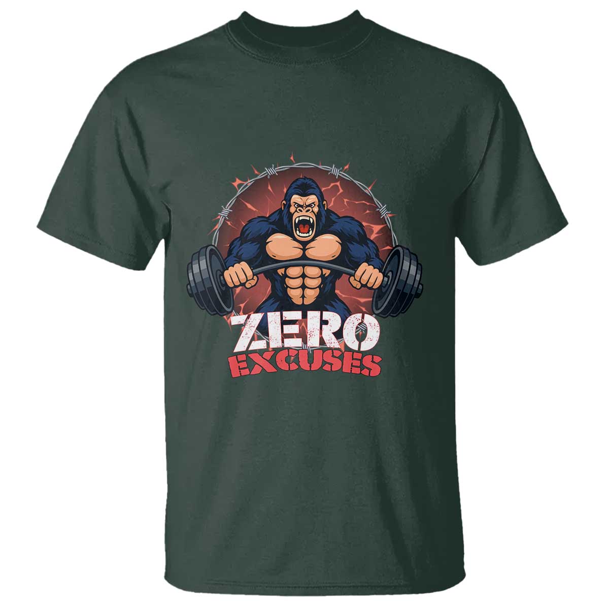 Zero Excuses T Shirt Gorilla Fitness Lover Gift - Wonder Print Shop