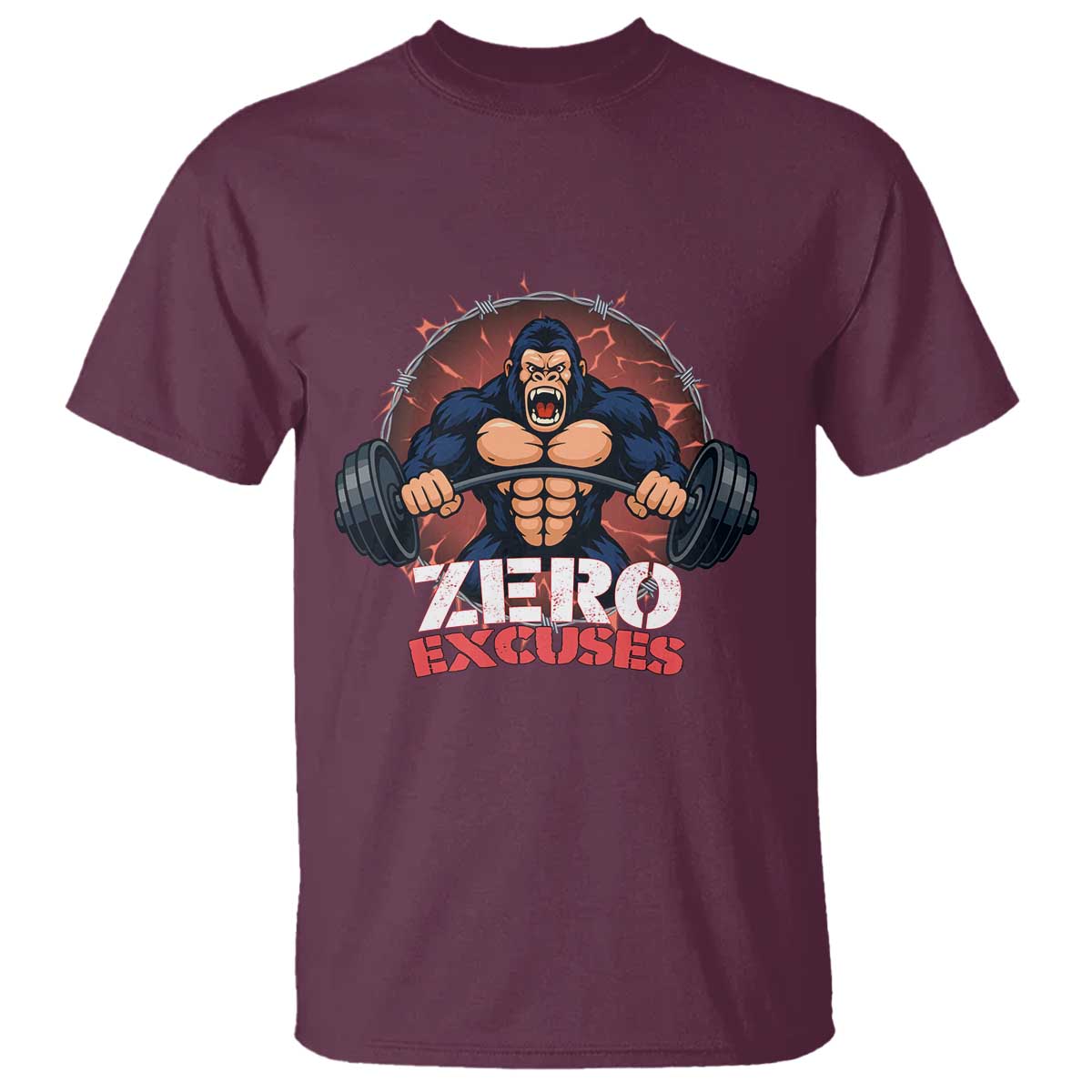Zero Excuses T Shirt Gorilla Fitness Lover Gift - Wonder Print Shop