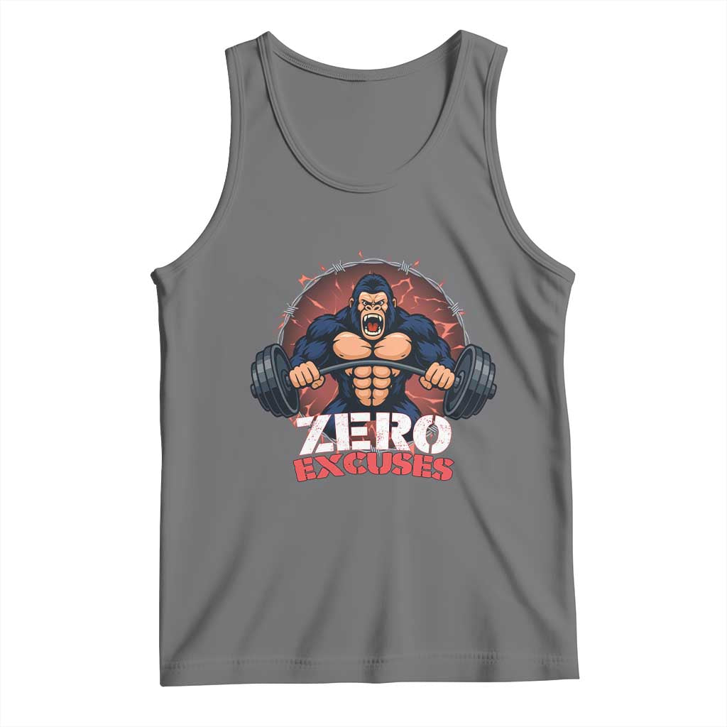 Zero Excuses Tank Top Gorilla Fitness Lover Gift - Wonder Print Shop