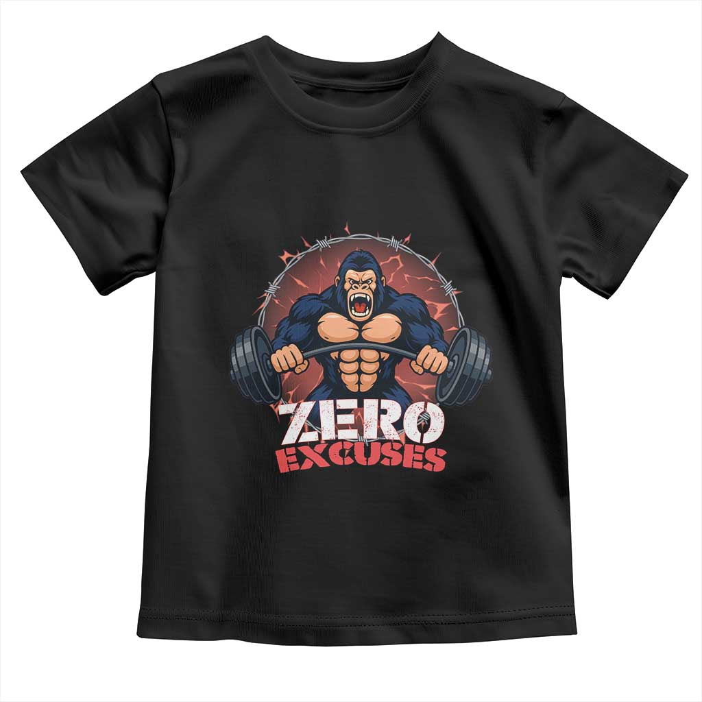 Zero Excuses Toddler T Shirt Gorilla Fitness Lover Gift - Wonder Print Shop