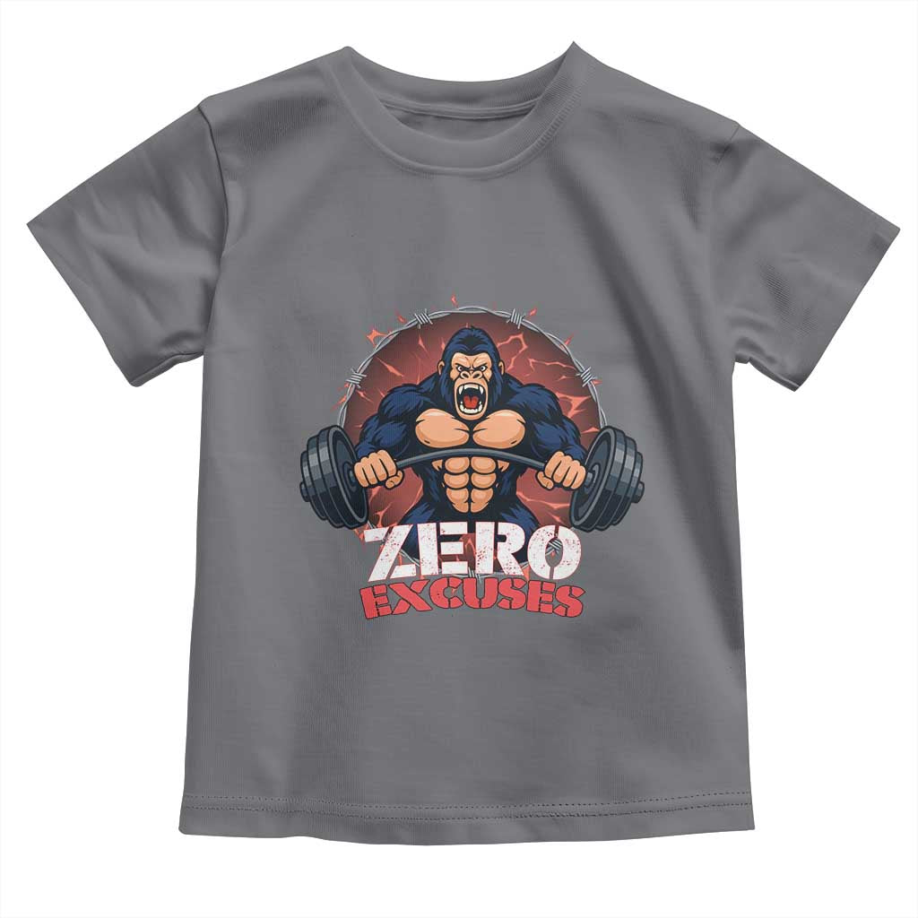 Zero Excuses Toddler T Shirt Gorilla Fitness Lover Gift - Wonder Print Shop