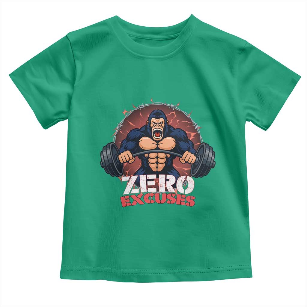 Zero Excuses Toddler T Shirt Gorilla Fitness Lover Gift - Wonder Print Shop