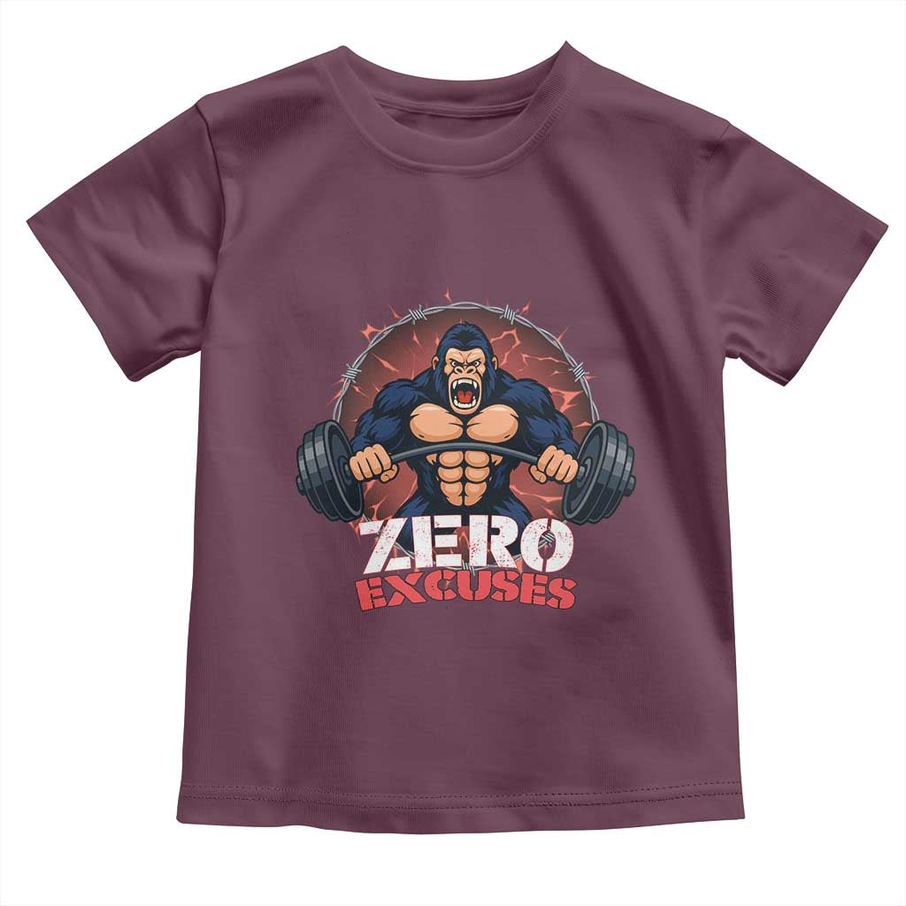 Zero Excuses Toddler T Shirt Gorilla Fitness Lover Gift - Wonder Print Shop