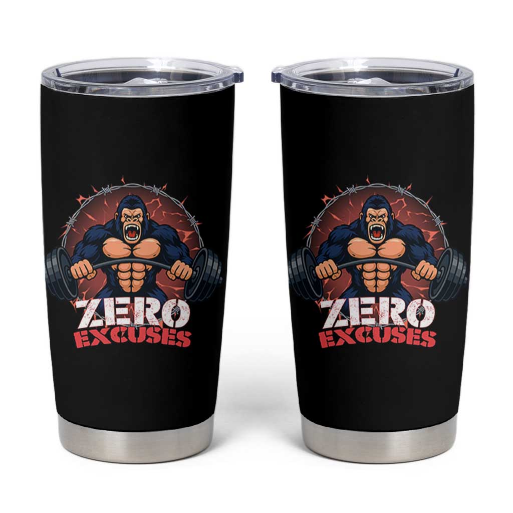 Zero Excuses Tumbler Cup Gorilla Fitness Lover Gift