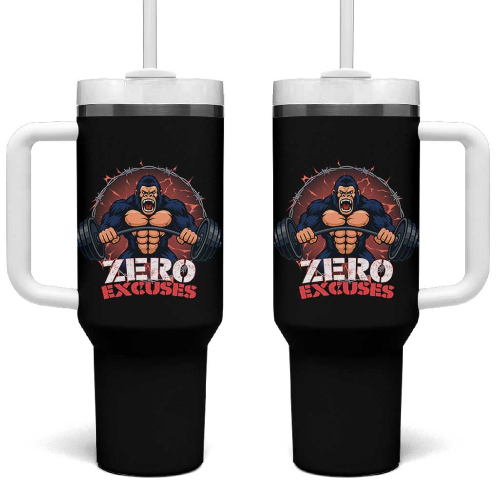 Zero Excuses Tumbler With Handle Gorilla Fitness Lover Gift