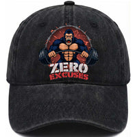 Zero Excuses Washed Cotton Baseball Cap Gorilla Fitness Lover Gift