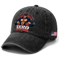 Zero Excuses Washed Cotton Baseball Cap Gorilla Fitness Lover Gift