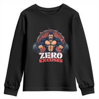 Zero Excuses Youth Sweatshirt Gorilla Fitness Lover Gift - Wonder Print Shop