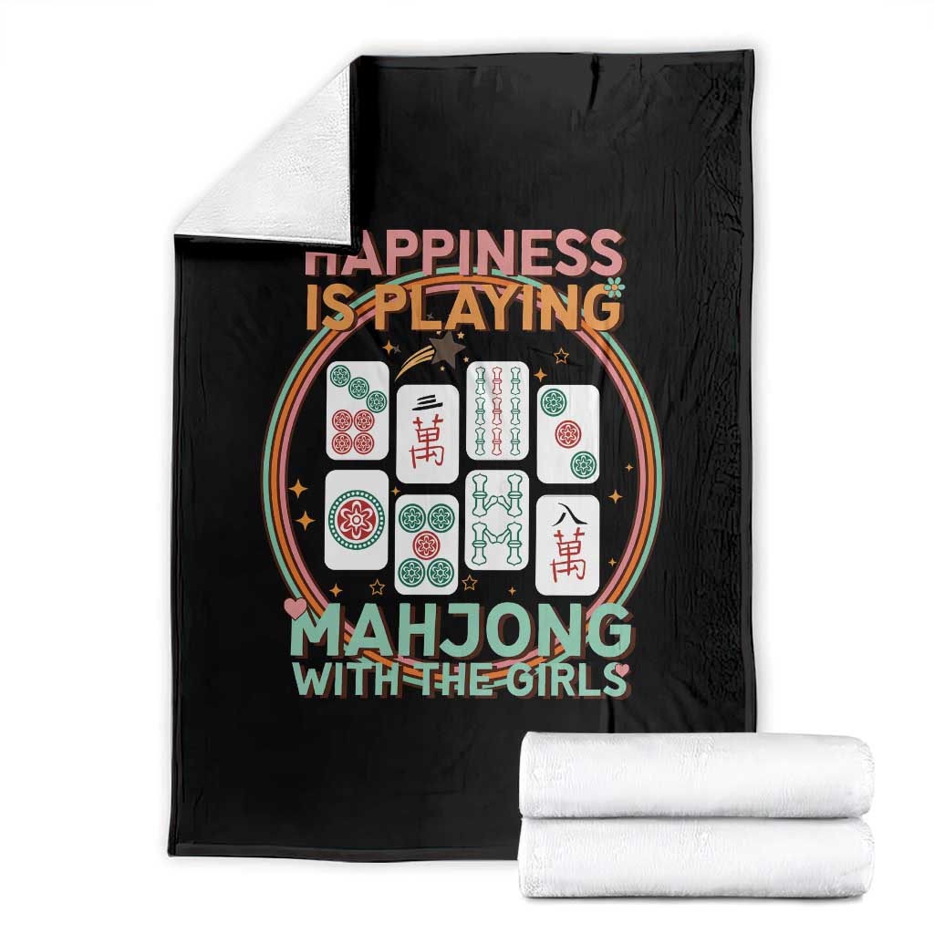 Happiness Is Playing Mahjong With The Girls Throw Blanket Mahjong Time - Wonder Print Shop