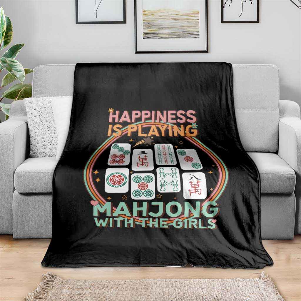 Happiness Is Playing Mahjong With The Girls Throw Blanket Mahjong Time - Wonder Print Shop