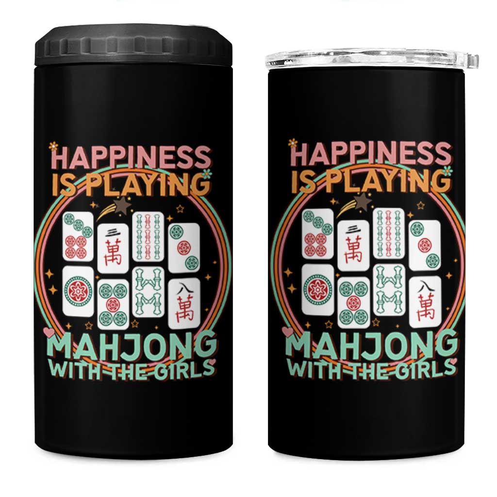 Happiness Is Playing Mahjong With The Girls 4 in 1 Can Cooler Tumbler Mahjong Time