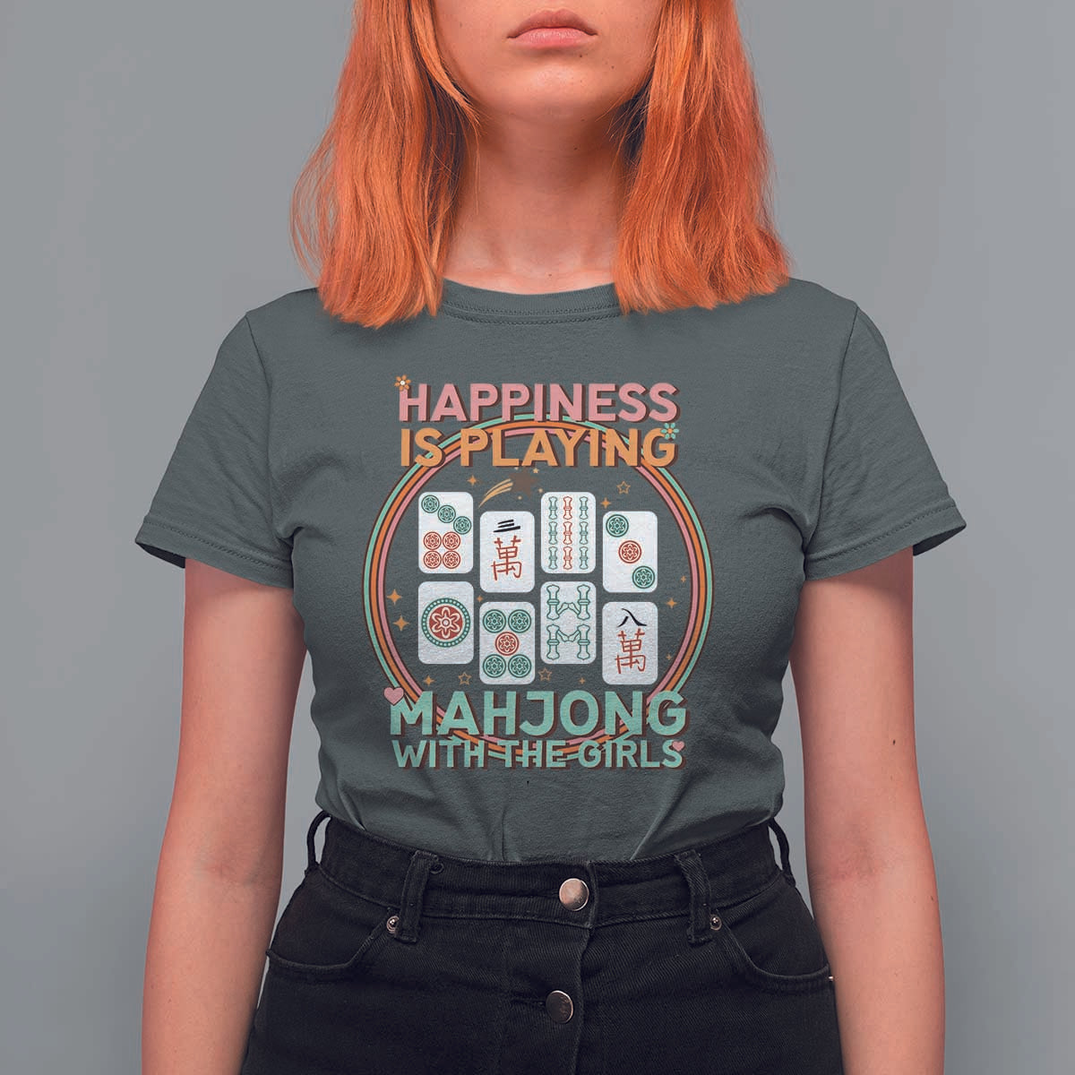 Happiness Is Playing Mahjong With The Girls T Shirt For Women Mahjong Time - Wonder Print Shop