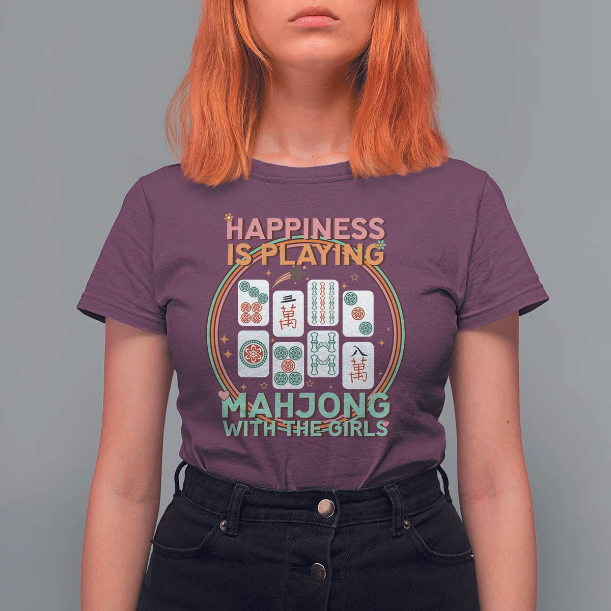 Happiness Is Playing Mahjong With The Girls T Shirt For Women Mahjong Time - Wonder Print Shop