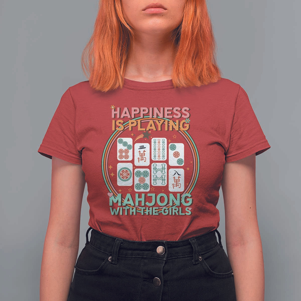 Happiness Is Playing Mahjong With The Girls T Shirt For Women Mahjong Time - Wonder Print Shop