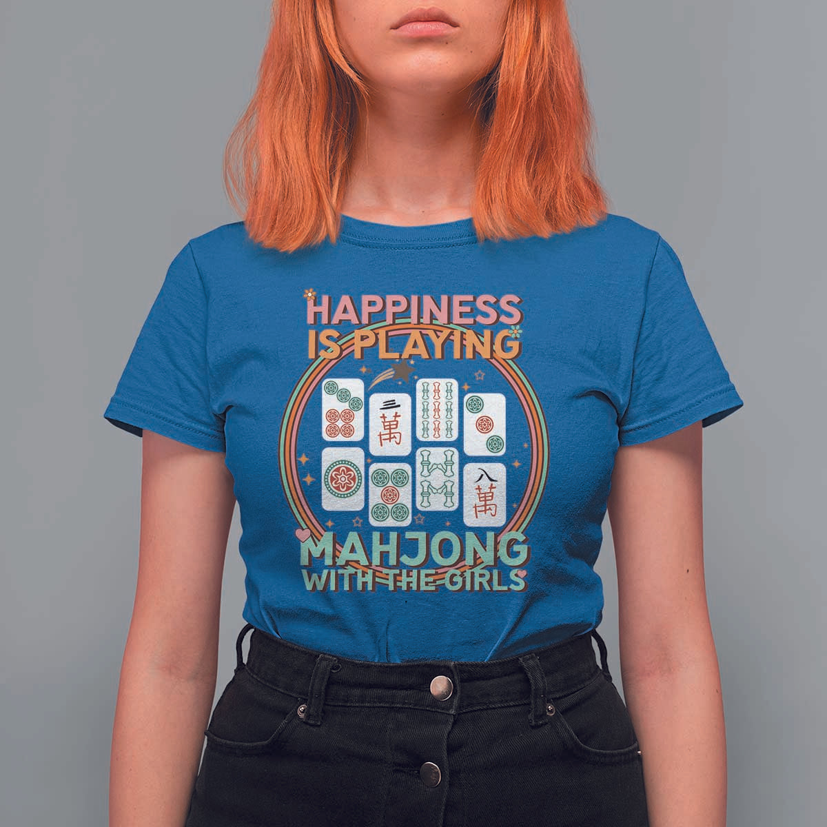 Happiness Is Playing Mahjong With The Girls T Shirt For Women Mahjong Time - Wonder Print Shop