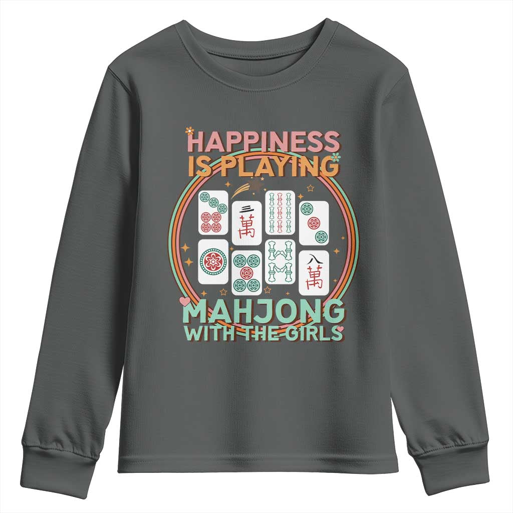 Happiness Is Playing Mahjong With The Girls Youth Sweatshirt Mahjong Time - Wonder Print Shop