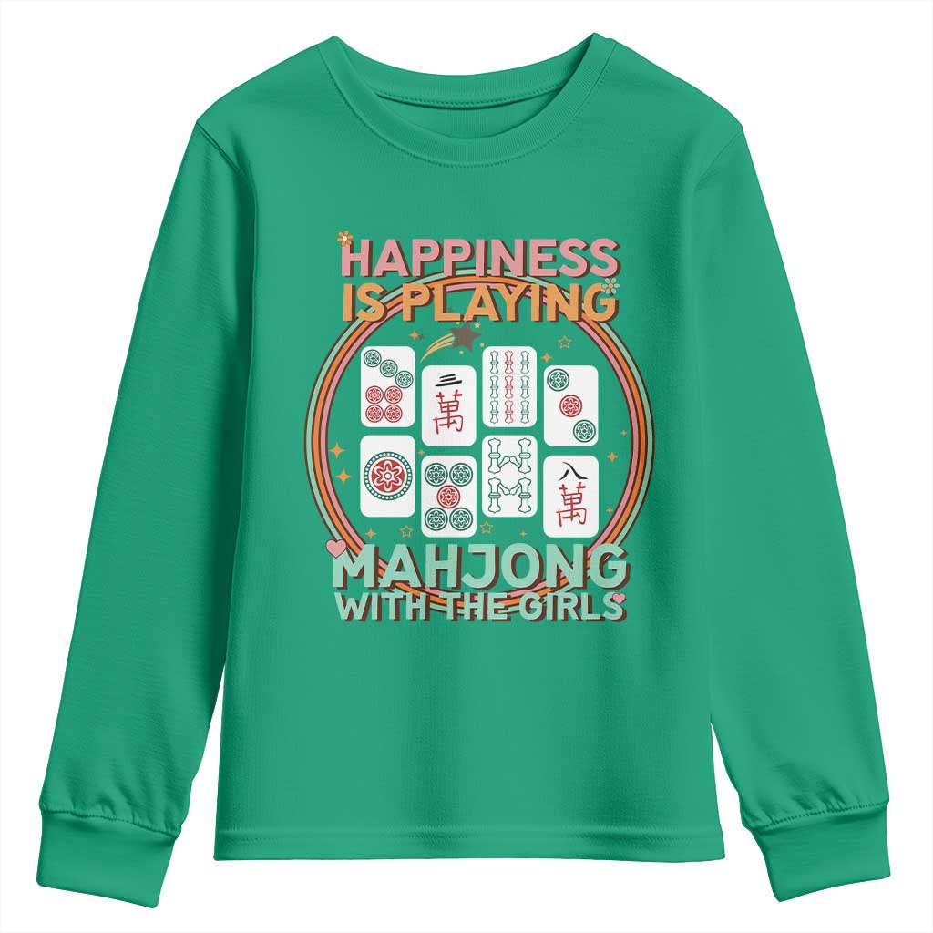 Happiness Is Playing Mahjong With The Girls Youth Sweatshirt Mahjong Time - Wonder Print Shop