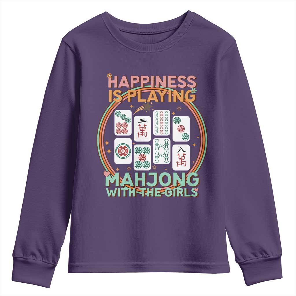 Happiness Is Playing Mahjong With The Girls Youth Sweatshirt Mahjong Time - Wonder Print Shop