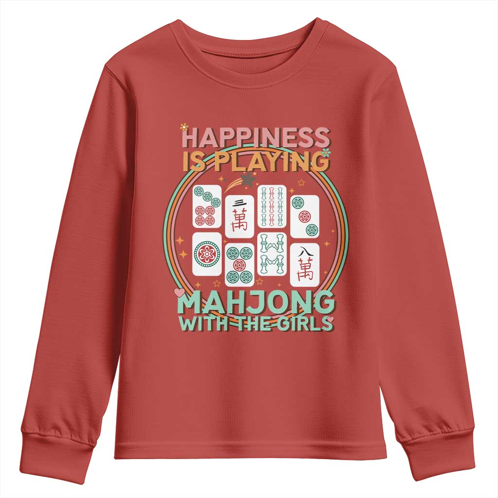 Happiness Is Playing Mahjong With The Girls Youth Sweatshirt Mahjong Time - Wonder Print Shop