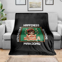 Gambling Chinese Gift Throw Blanket Happiness Is Playing Mahjong With The Girls - Wonder Print Shop