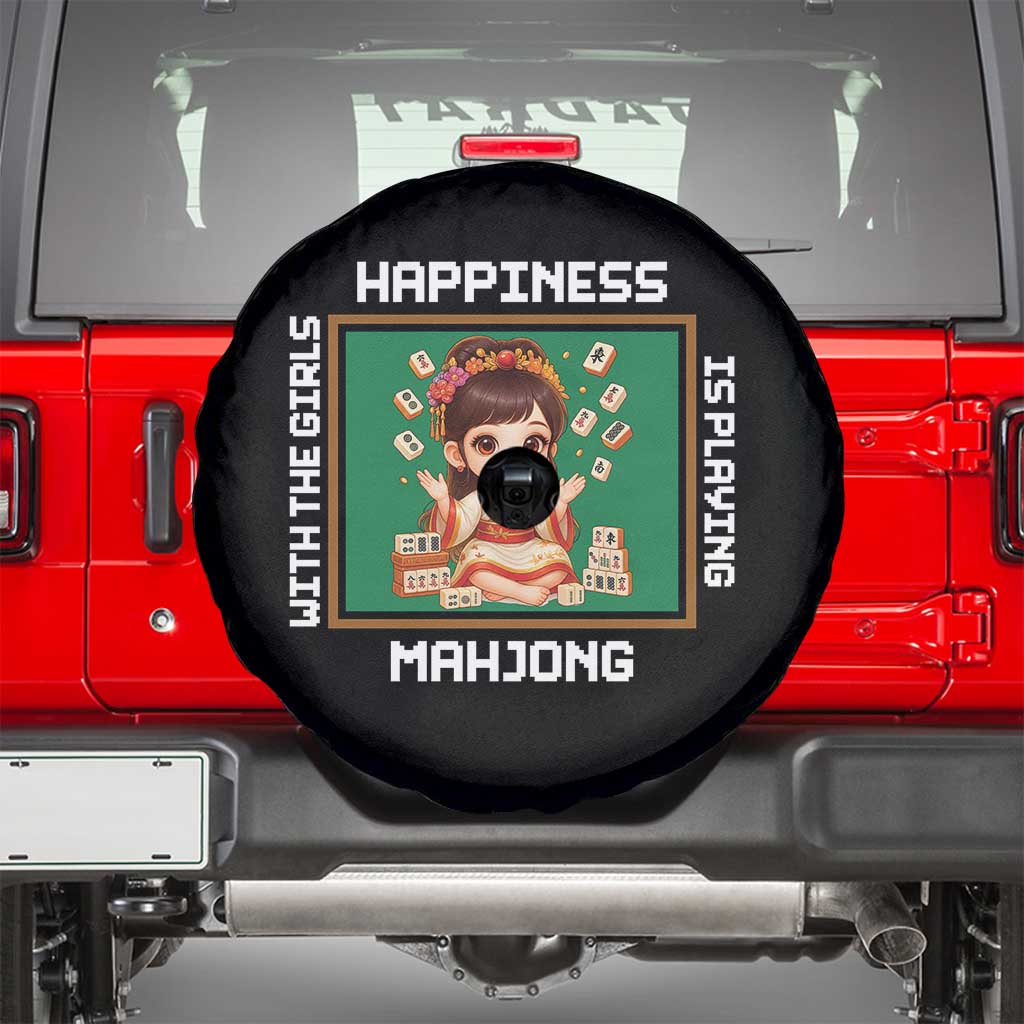 Gambling Chinese Gift Spare Tire Cover Happiness Is Playing Mahjong With The Girls - Wonder Print Shop