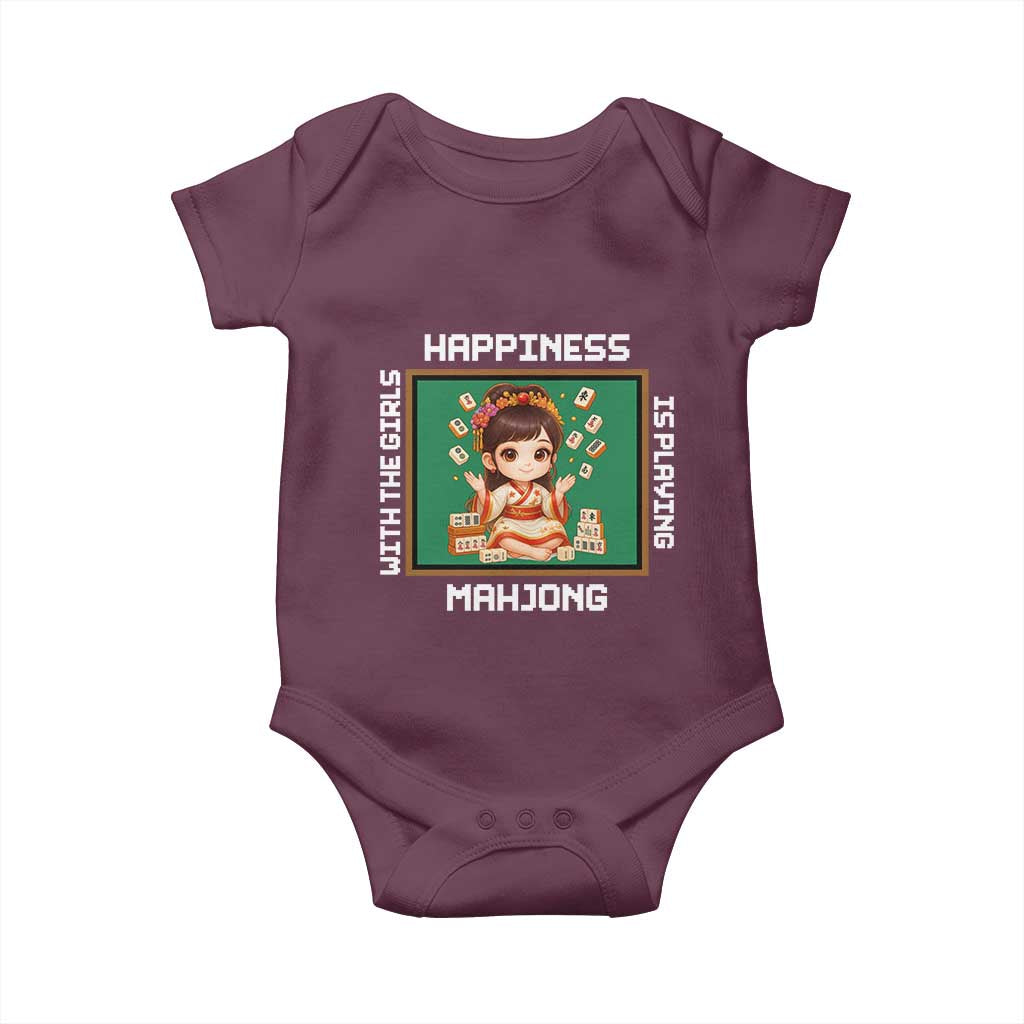 Gambling Chinese Gift Baby Onesie Happiness Is Playing Mahjong With The Girls - Wonder Print Shop