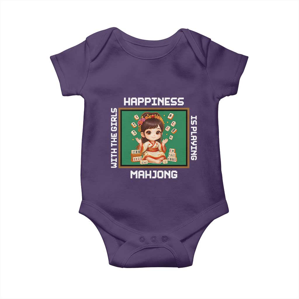 Gambling Chinese Gift Baby Onesie Happiness Is Playing Mahjong With The Girls - Wonder Print Shop