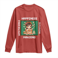Gambling Chinese Gift Long Sleeve Shirt Happiness Is Playing Mahjong With The Girls - Wonder Print Shop