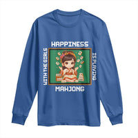 Gambling Chinese Gift Long Sleeve Shirt Happiness Is Playing Mahjong With The Girls - Wonder Print Shop