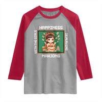 Gambling Chinese Gift Raglan Shirt Happiness Is Playing Mahjong With The Girls - Wonder Print Shop