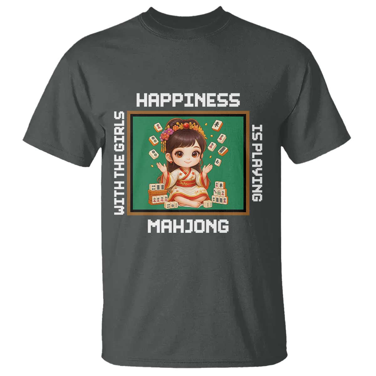 Gambling Chinese Gift T Shirt Happiness Is Playing Mahjong With The Girls - Wonder Print Shop