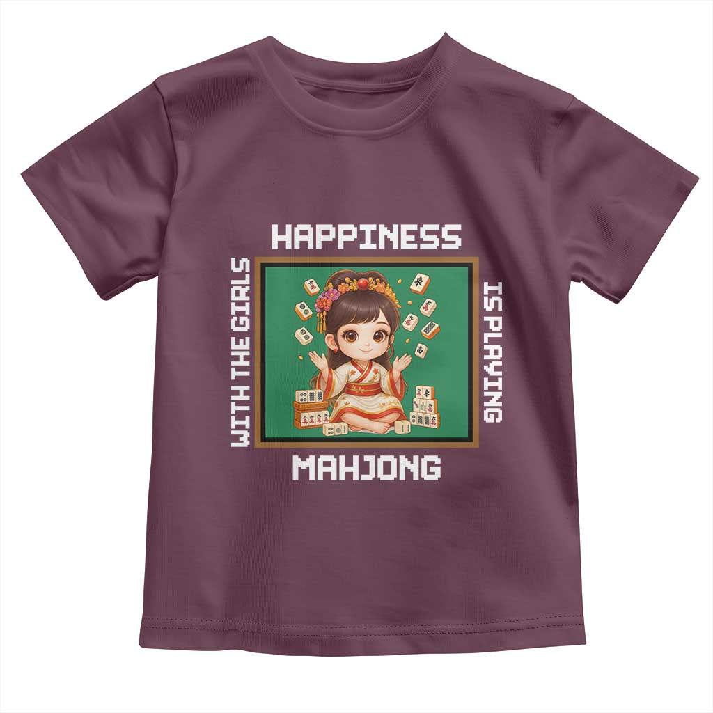 Gambling Chinese Gift Toddler T Shirt Happiness Is Playing Mahjong With The Girls - Wonder Print Shop