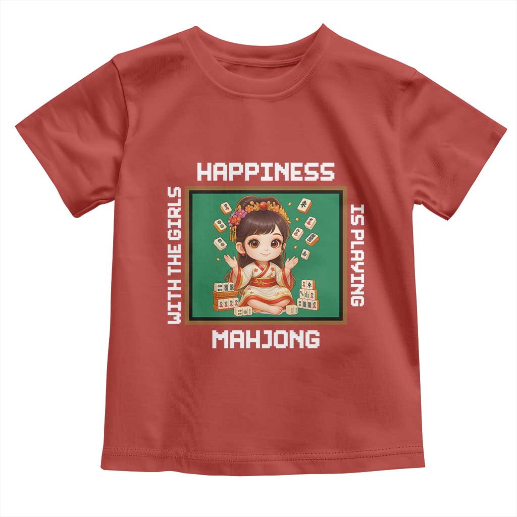 Gambling Chinese Gift Toddler T Shirt Happiness Is Playing Mahjong With The Girls - Wonder Print Shop