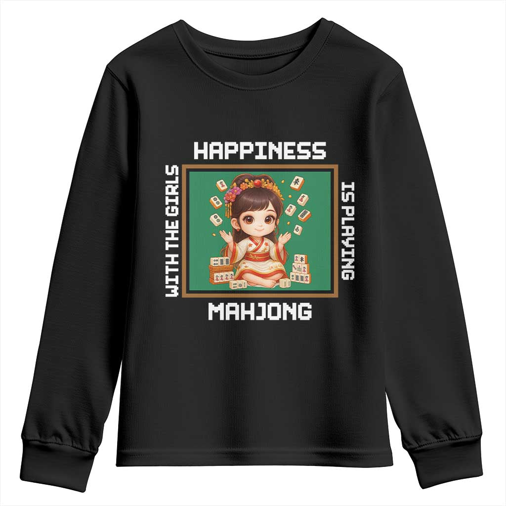 Gambling Chinese Gift Youth Sweatshirt Happiness Is Playing Mahjong With The Girls - Wonder Print Shop