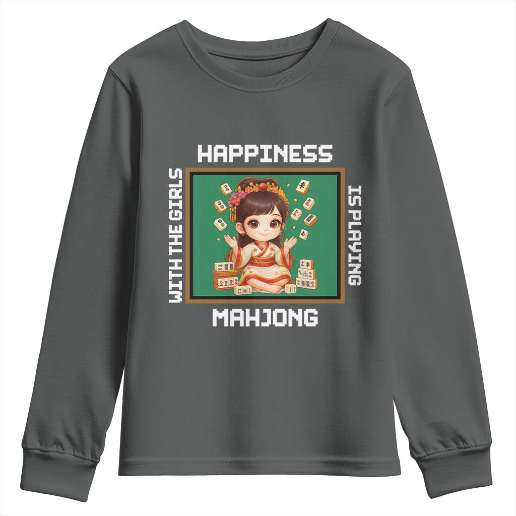 Gambling Chinese Gift Youth Sweatshirt Happiness Is Playing Mahjong With The Girls - Wonder Print Shop