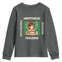 Gambling Chinese Gift Youth Sweatshirt Happiness Is Playing Mahjong With The Girls - Wonder Print Shop