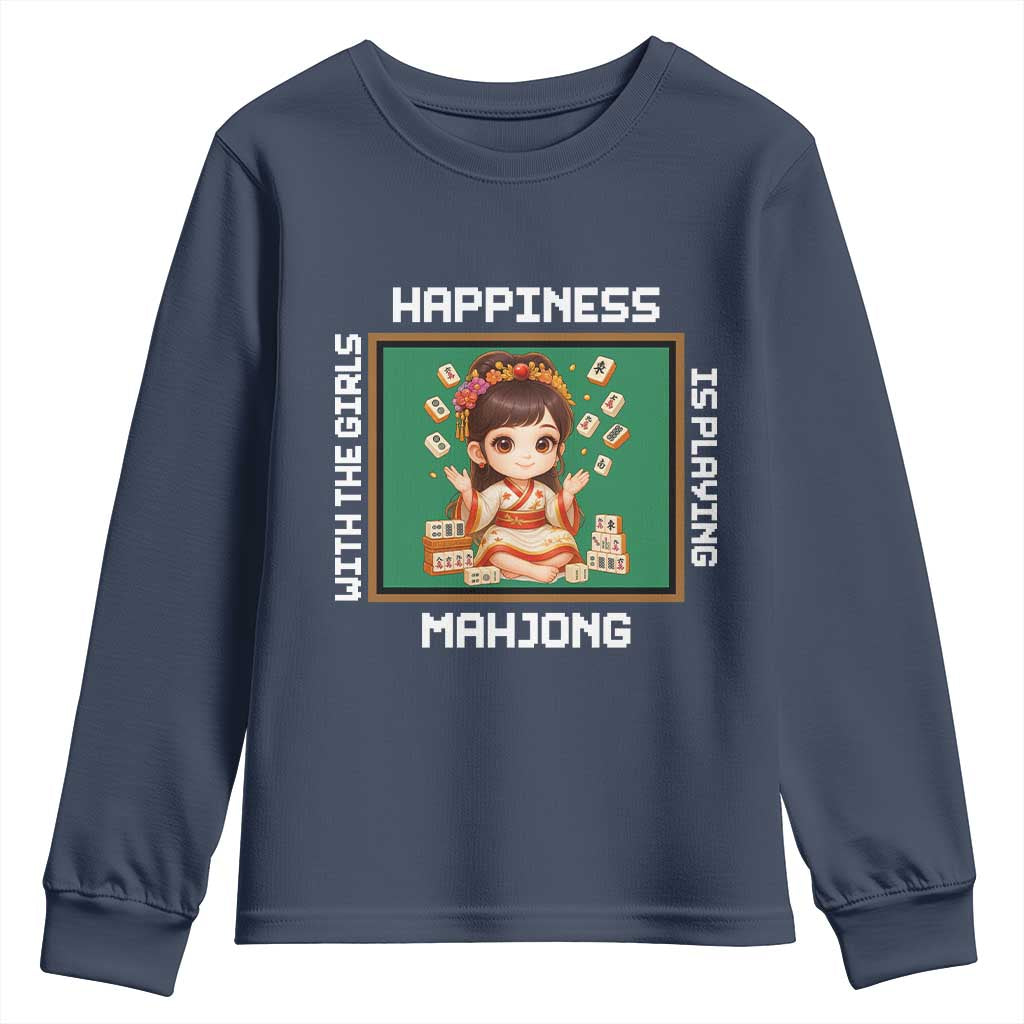 Gambling Chinese Gift Youth Sweatshirt Happiness Is Playing Mahjong With The Girls - Wonder Print Shop