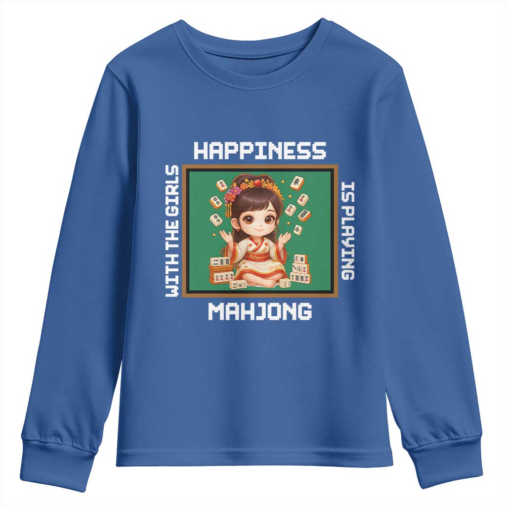 Gambling Chinese Gift Youth Sweatshirt Happiness Is Playing Mahjong With The Girls - Wonder Print Shop