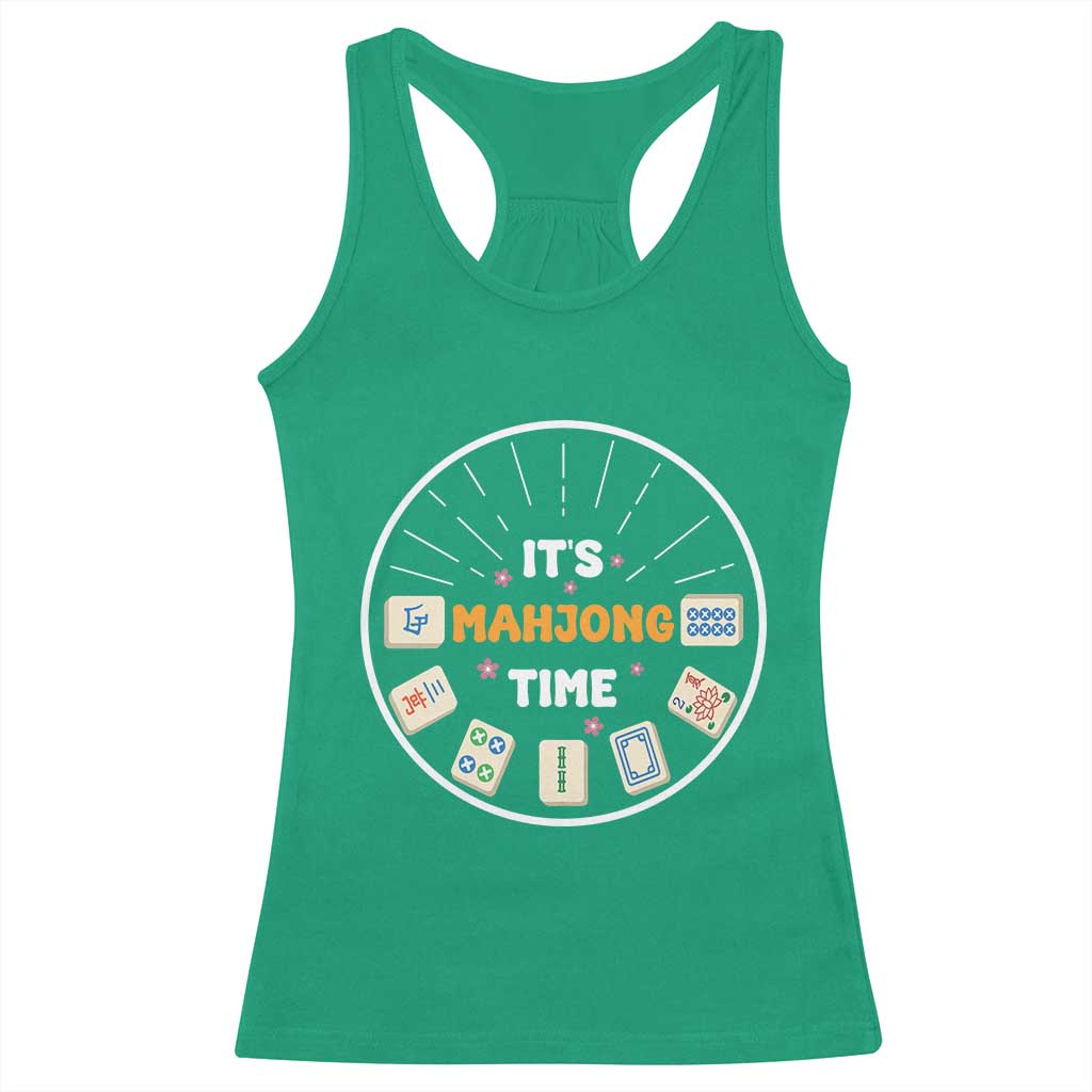 It Is Mahjong Time Racerback Tank Top Gambling Chinese Gift - Wonder Print Shop